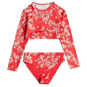 Roxy MARGARITA CROP LONG SLEEVE RASHGUARD SET - GIRLS' Size 10/M